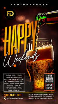 สีดำ Weekend Cocktail Event Instagram-verhaal Template