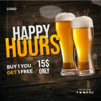 Happy Hours Beer Ads Publicación de Instagram template