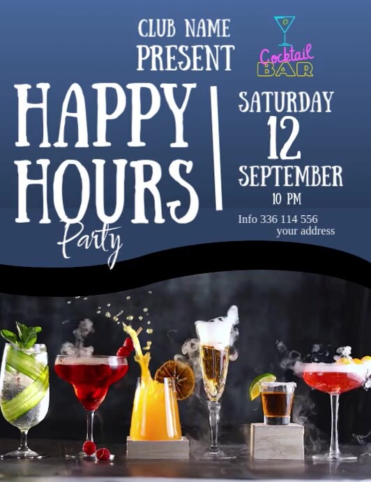 Happy Hour Rays HAPPY HOURS Template | PosterMyWall