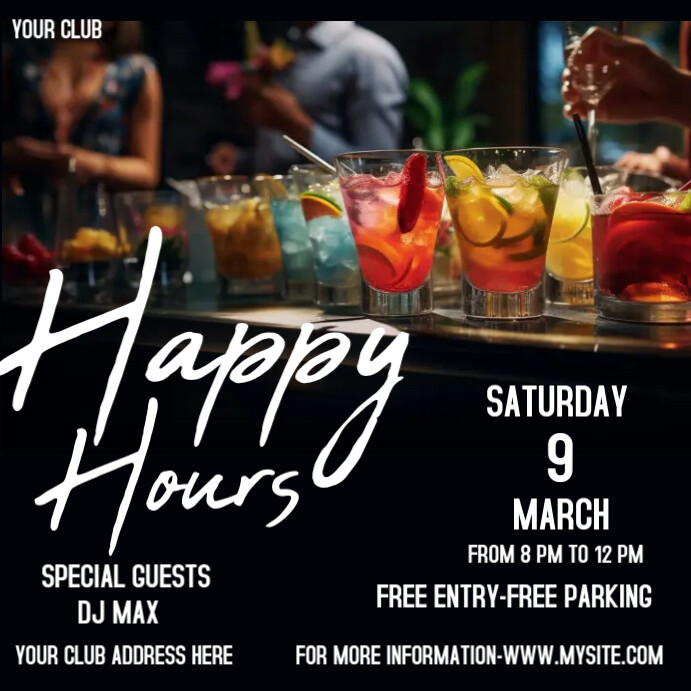 Happy Hour Rays HAPPY HOURS Template | PosterMyWall