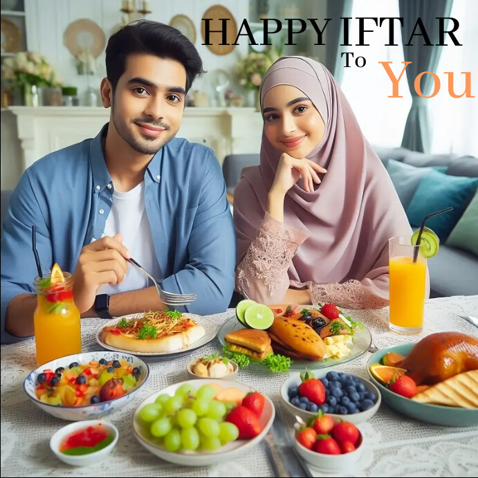 Happy iftar greetings template Instagram Post