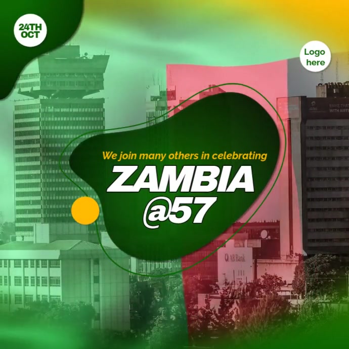 HAPPY INDEPENDECE DAY ZAMBIA VIDEO TEMPLATE Instagram Post