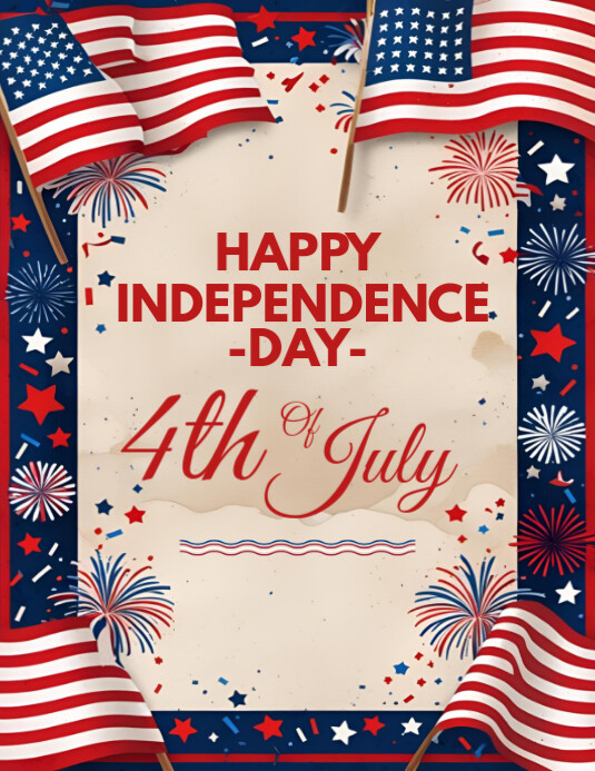 Happy independence day 4th of july flyer template Folheto (US Letter)