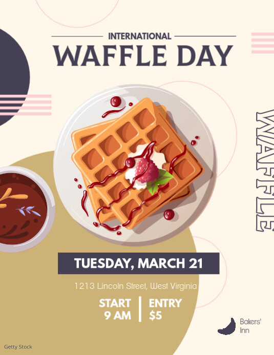 Waffle Flyer.pdf Happy International Waffle Day Template | PosterMyWall