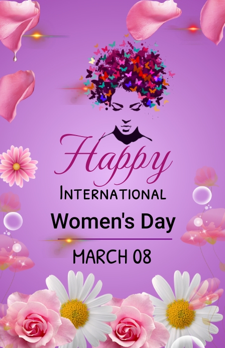 Happy International Women's Day Flyer Tablóide template