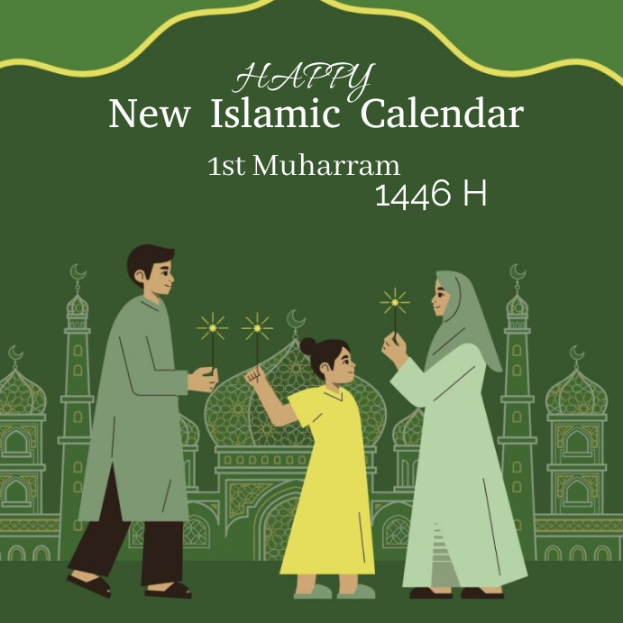 Happy Islamic new year 1446 Instagram Post template