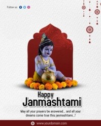 White Janmashtami Celebration Instagram Portrait Template
