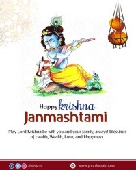 White Krishna Janmashtami Instagram Portrait Template