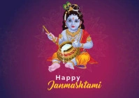happy krishna janmashtami Postcard template