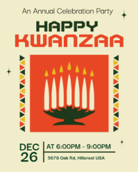 Happy Kwanzaa Celebration Flyer - Annual Cultural Party with Kinara Candle & Festive Vibes Template Instagram Portrait