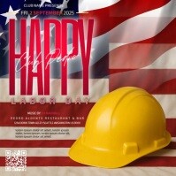 Red Labor Day Celebration Wpis na Instagrama Template
