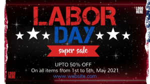 Черный Labor Day Sale งานแสดงผลงานแบบดิจิทัล Template
