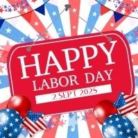 红色 Labor Day Celebration Kwadrat Template