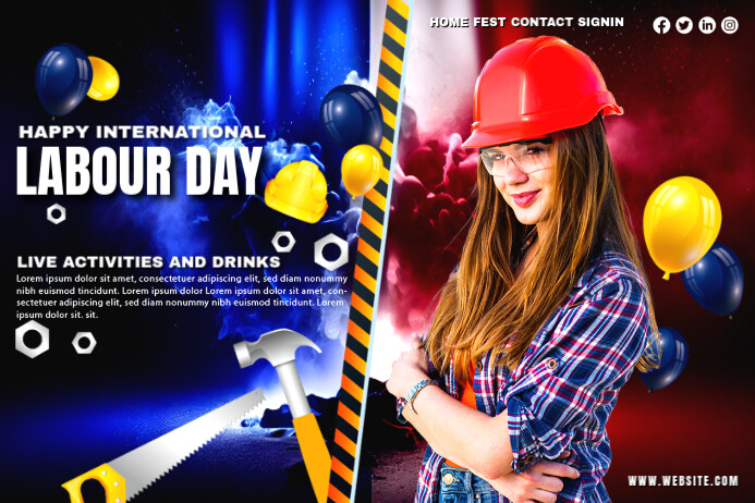 Happy Labour day Flyer Rótulo template