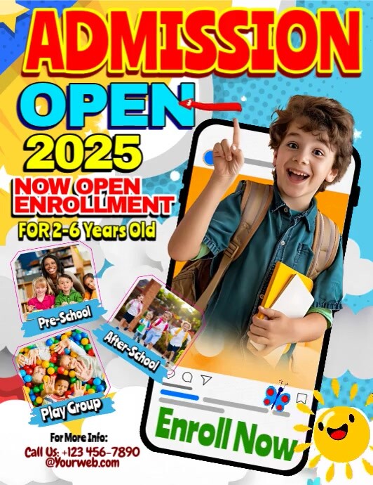 Happy Learning! Preschool & Afterschool Enrollment 2025 Flyer (US Letter) template