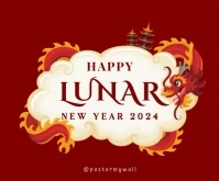 Happy Lunar New Year 2024 Facebook Post Medium Rectangle template