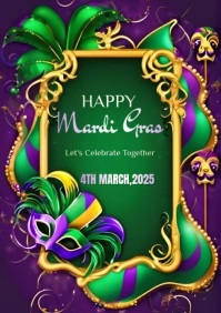 Happy Mardi Gras Template 2025 A4