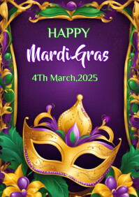 Happy Mardi Gras Template 2025 A4