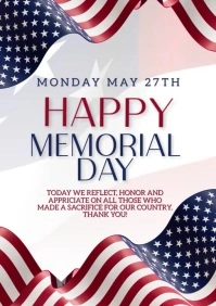 Happy Memorial Day Instagram square design te A4 template