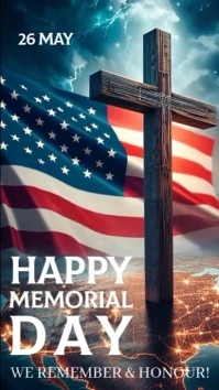 Happy memorial day instagram story design template
