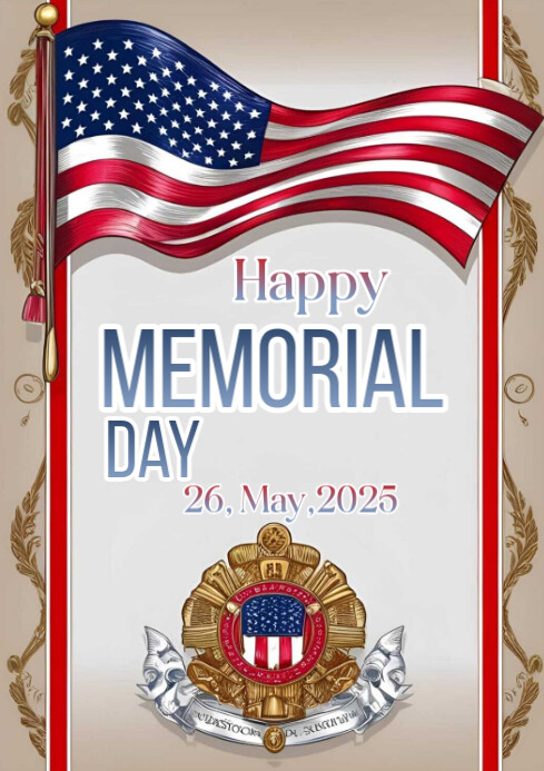 Happy Memorial day template 2025 A4