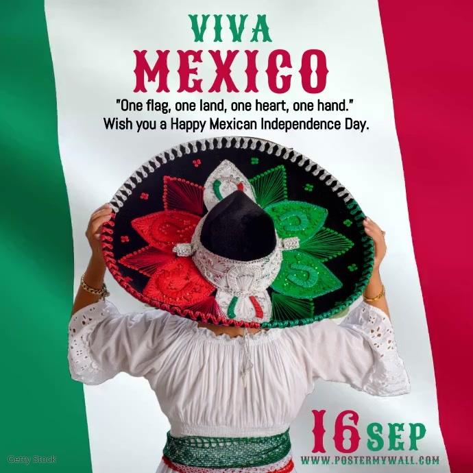 Happy Mexican Independence Day, Viva Mexico Instagram Post template