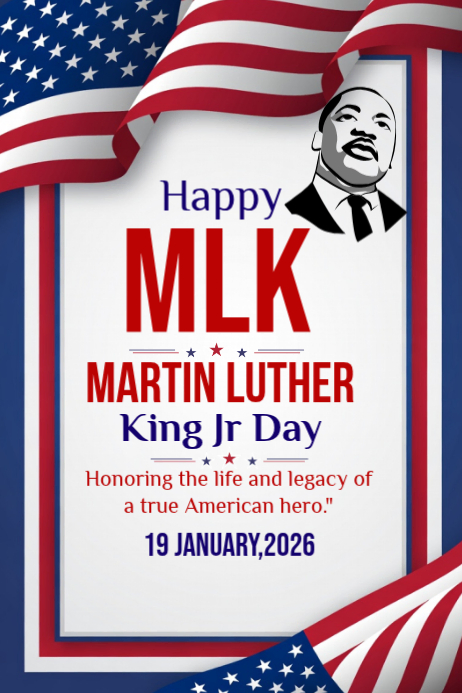 Happy MLK Martin Luther king Jr Day 2026 Template | PosterMyWall