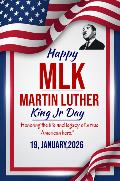 Happy MLK Martin Luther king Jr Day 2026 Template | PosterMyWall