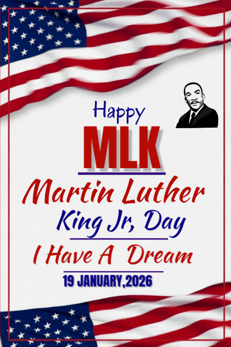 Happy MLK Martin Luther king Jr Day 2026 Template | PosterMyWall