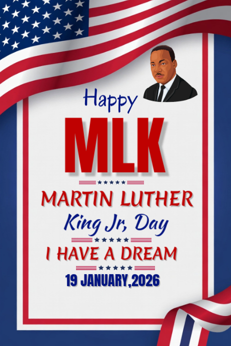 Happy MLK Martin Luther king Jr Day 2026 Template | PosterMyWall
