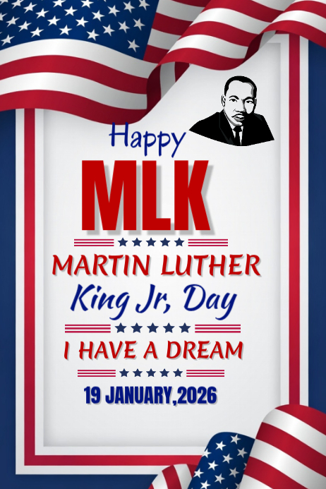 Plantilla de Happy MLK Martin Luther king Jr Day 2026 | PosterMyWall