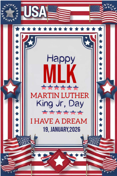 Happy MLK Martin Luther king Jr Day template 2026 | PosterMyWall