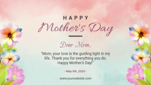 White Happy Mother's Day Greeting Poster Banner งานแสดงผลงานแบบดิจิทัล Template