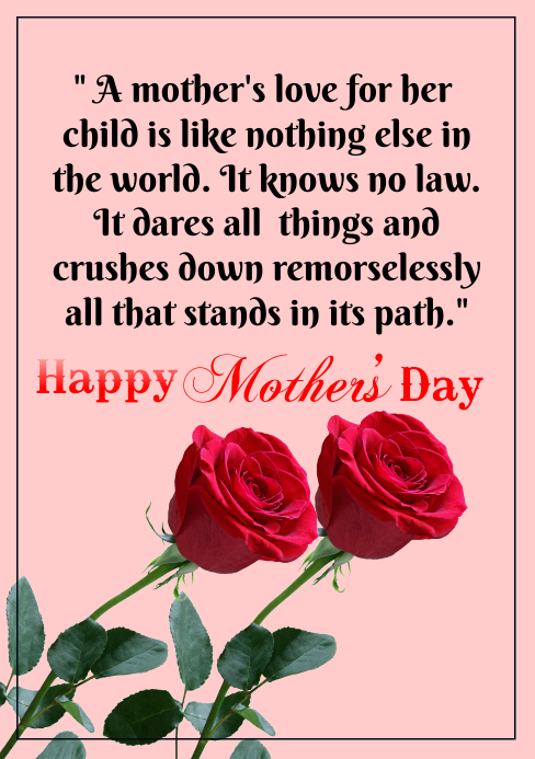 Happy Mother's day quote A5 template