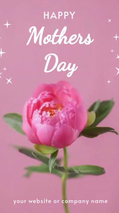 Happy mother's day animation pink flower HD Ekran reklamowy (9:16) template
