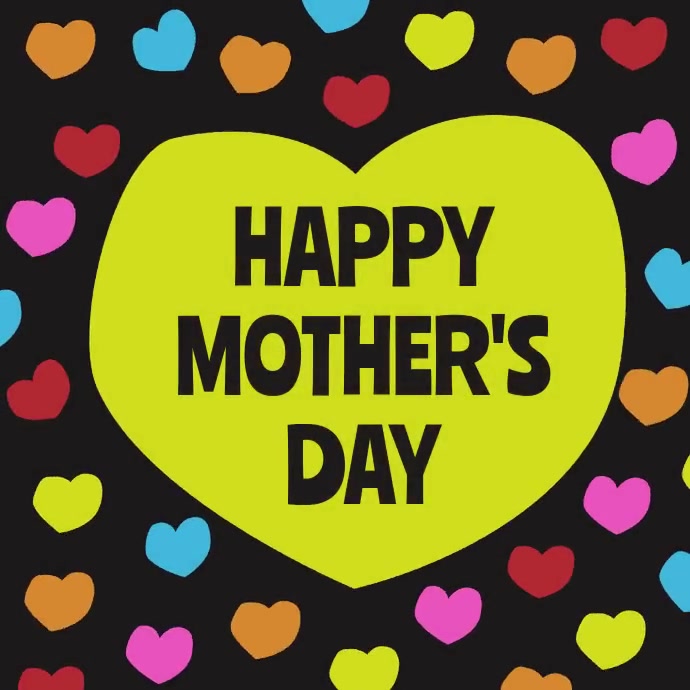 Happy Mother's Day Color Hearts Animation Kwadrat (1:1) template