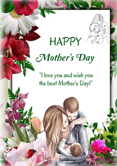 Happy mother's Day template 2025 A4
