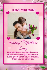 Happy mothers day design template Pinterest Graphic