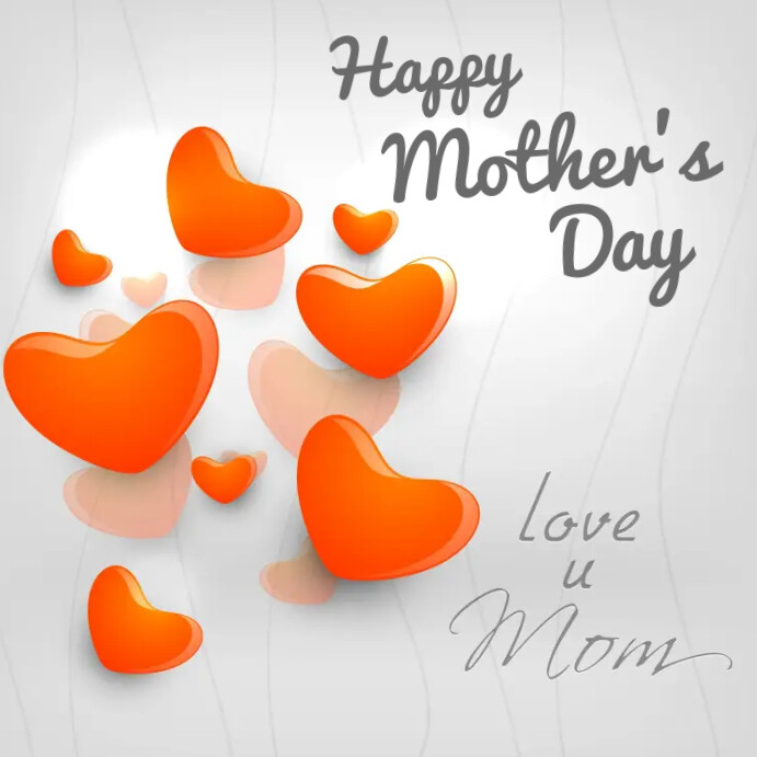 Happy Mothers Day Greeting Card hearts love u mom Instagram-opslag template