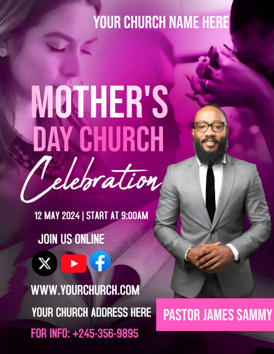 Happy Mother’s Day Church Service Flyer Template | PosterMyWall