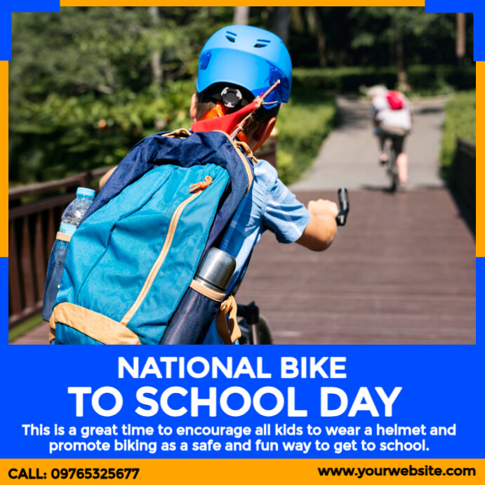 Happy National Bike to School Day Instagram Post template
