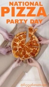 Happy National Pizza Party Day Flyer Instagram Story template