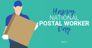 Turquoise National Postal Worker Day delt Facebook-billede Template