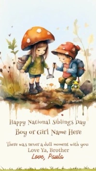 Happy National Siblings Day to Brother or Sister Historia de Instagram template