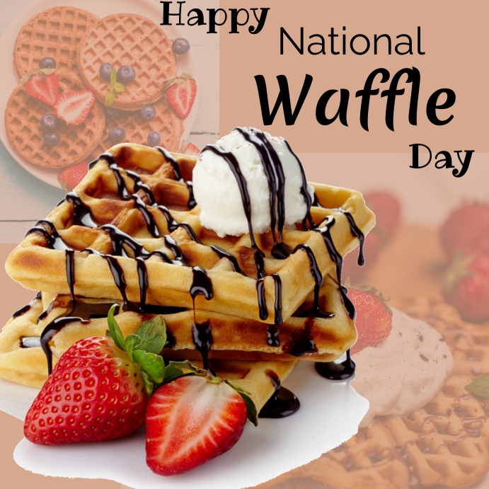 Happy national waffles day Instagram-opslag template