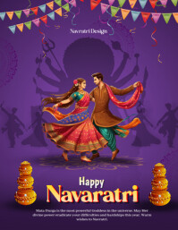 Happy Navratri Garba Dandiya 2025 Flyer (US Letter) template