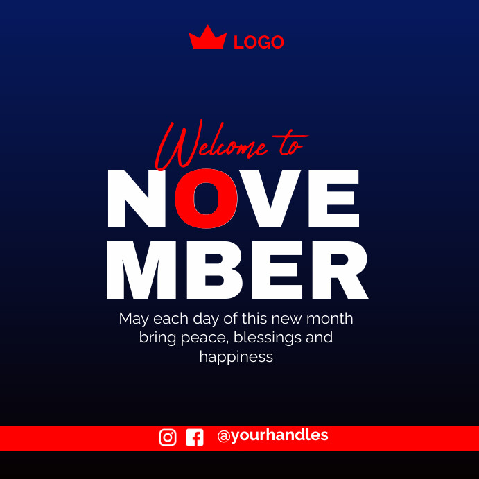 November 1 Posts Happy New Month November Template | PosterMyWall