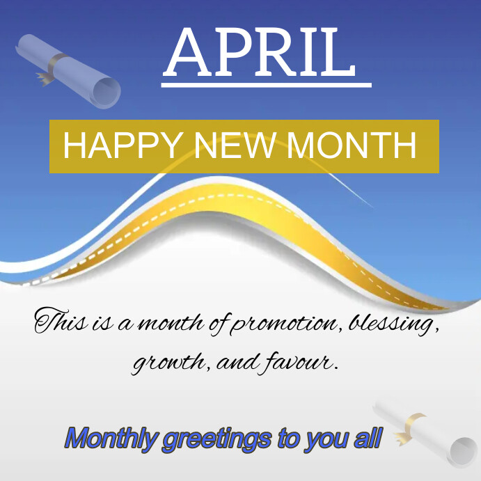 Happy new month of april greetings Post Instagram template