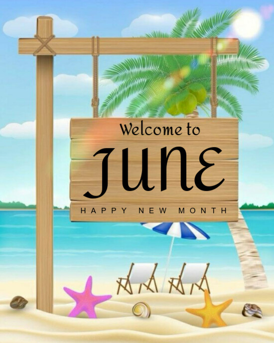 Happy new month of june Instagram Portrait template