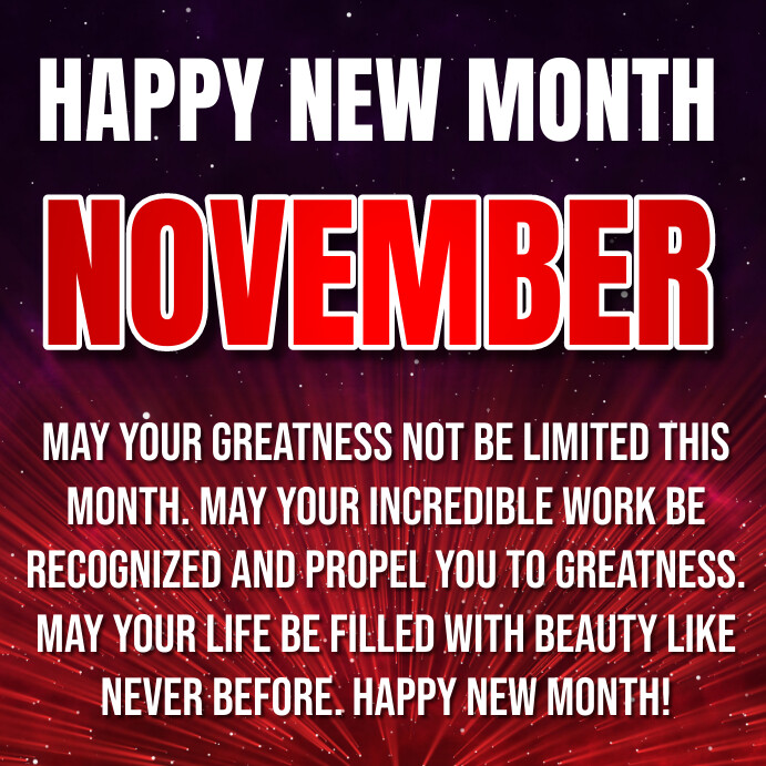 Happy new month of November design Instagram Post template
